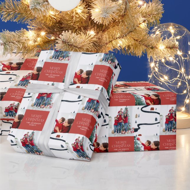 Papel De Regalo Tradicional Rústico 2 foto Invierno Feliz Navidad (Vacaciones)