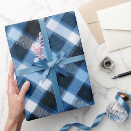 Papel De Regalo Traditional Blue Navy Check Sky Plaid Pattern