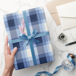 Papel De Regalo Traditional Blue Navy Check Sky Plaid Pattern