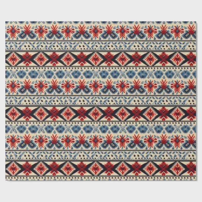 Papel De Regalo Traditional Folk Embroidery Stripe  Pattern (Superficie plana)