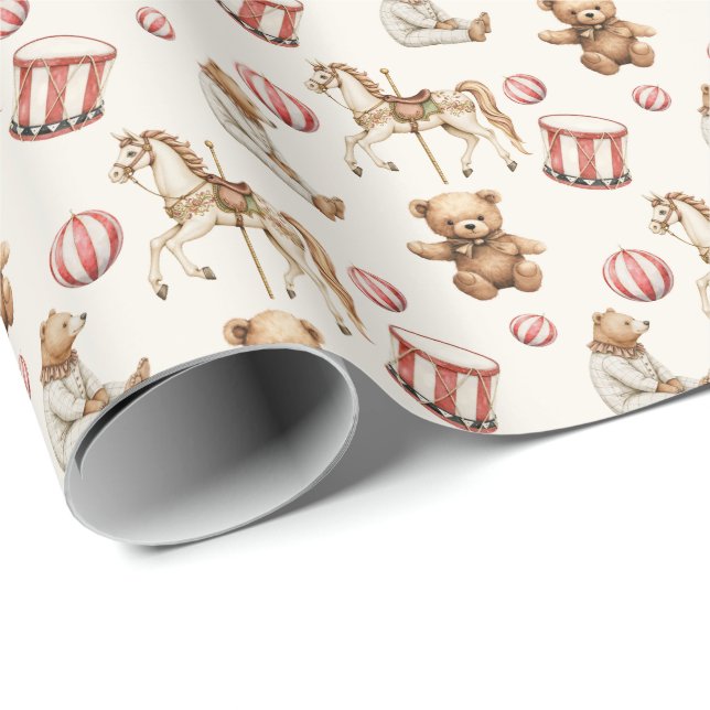 Papel De Regalo Traditional Toys Festive  (Esquina del rollo)