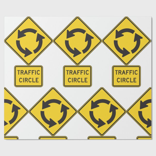 Papel De Regalo Traffic Circle Road Sign Yellow Diamond (Superficie plana)
