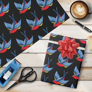 Papel De Regalo Tragar el tatuaje azul rojo