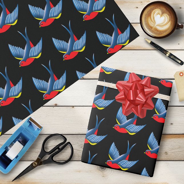 Papel De Regalo Tragar el tatuaje azul rojo (Subido por el creador)