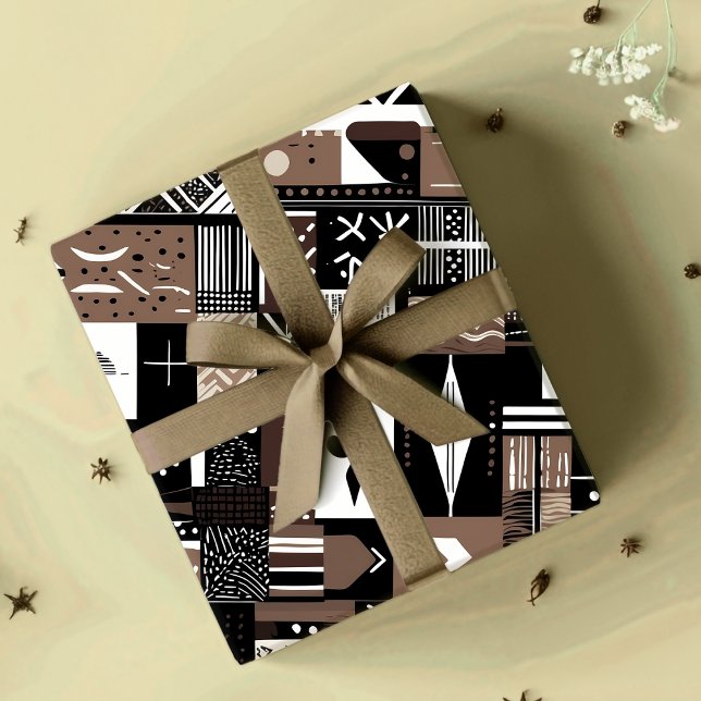 Papel De Regalo Traje geométrico tribal a los regalos afroamerican (Tribal Geometric Mudcloth African American Gifts Wrapping Paper)