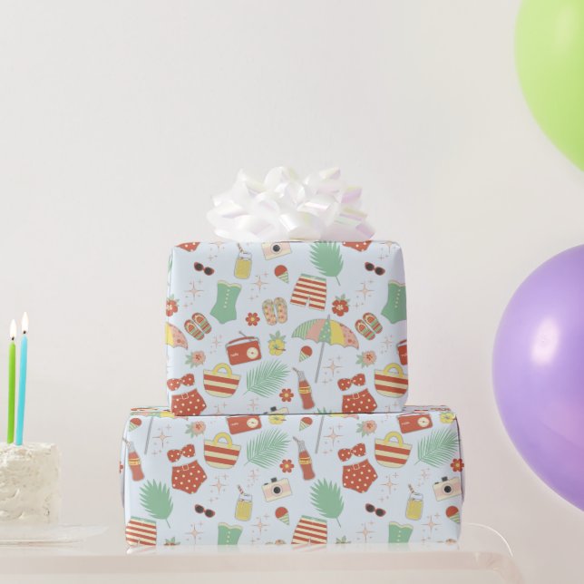 Papel De Regalo Trajes De Bañera Retro Vintage De Verano De Estilo (Regalos de fiesta)