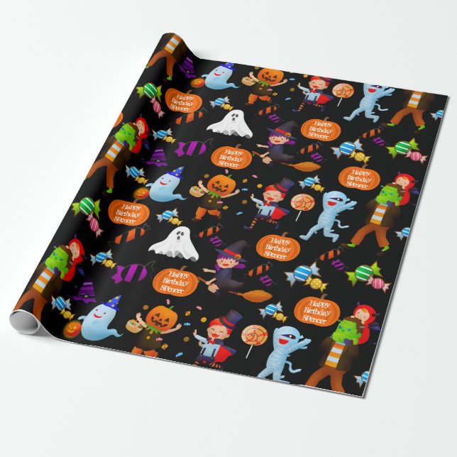 Papel De Regalo Trajes de Halloween personalizados (Desenrollado)