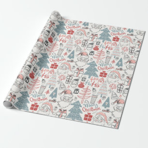 Papel De Regalo Trama caprichosa de árbol de Navidad rosado