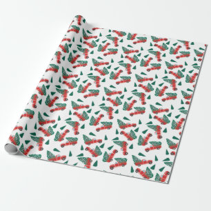 Papel De Regalo Trama de árbol navideño de camión rojo