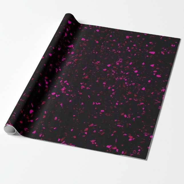 Papel De Regalo Trama de cosecha rosa rosa negro retro Terrazo (Desenrollado)