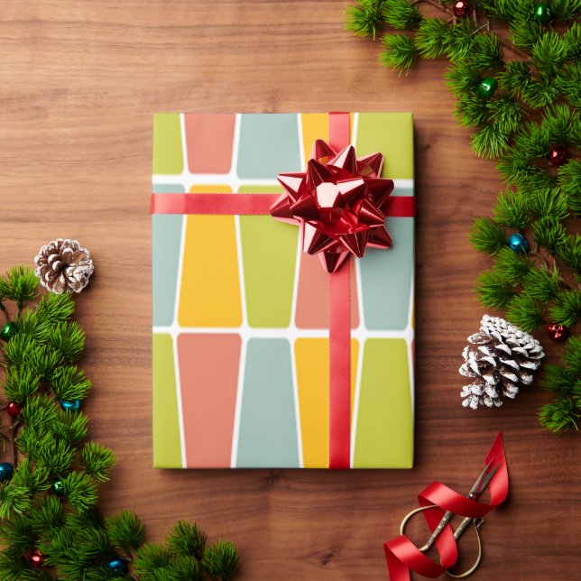 Papel De Regalo Trapezoides retro (Regalo de vacaciones)