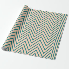 Papel De Regalo Trazo de cheurón azul de color Peach