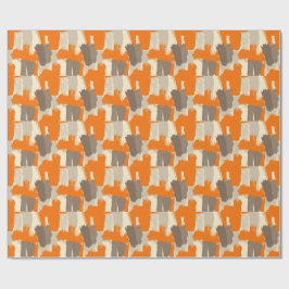 Papel De Regalo Trazos abstractos de pincel artesanal naranja atre