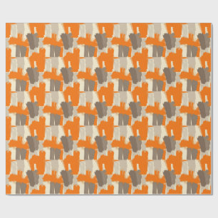 Papel De Regalo Trazos abstractos de pincel artesanal naranja atre