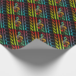 Papel De Regalo Treble Clef Music Typography Colorful Graphic