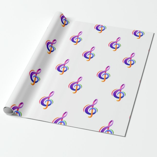 Papel De Regalo Treble Clef White (Desenrollado)