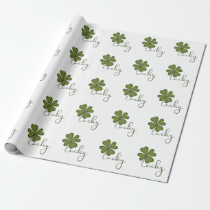 Papel De Regalo Trébol de Cuatro Hojas Afortunado