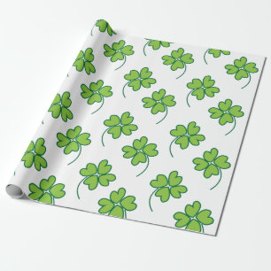 Papel De Regalo Trébol de Cuatro Hojas Afortunado
