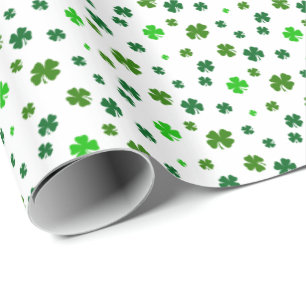 Papel De Regalo Trébol de Cuatro Hojas Shamrock Irlandés