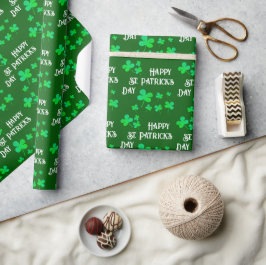 Papel De Regalo Trébol de Shamrock Verde Feliz Día de San Patricio