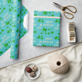 Papel De Regalo Trébol de Shamrock Verde Feliz Día de San Patricio