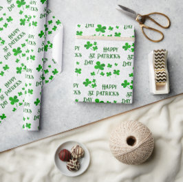 Papel De Regalo Trébol de Shamrock Verde Feliz Día de San Patricio