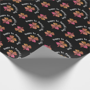 Papel De Regalo Trébol de trébol rosa negro día de San Patricio