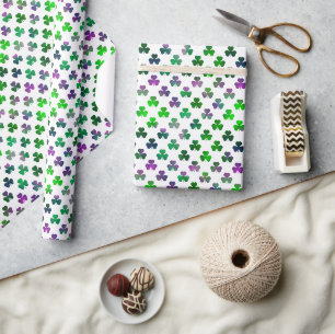 Papel De Regalo Trébol Tonos Verde Esmeralda - Clásico