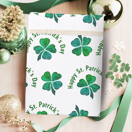 Papel De Regalo Trébol Verde Día de San Patricio 