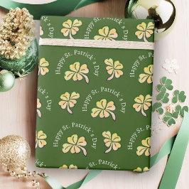 Papel De Regalo Trébol Verde Día de San Patricio