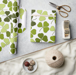 Papel De Regalo Trébol verde en una variedad de tonos