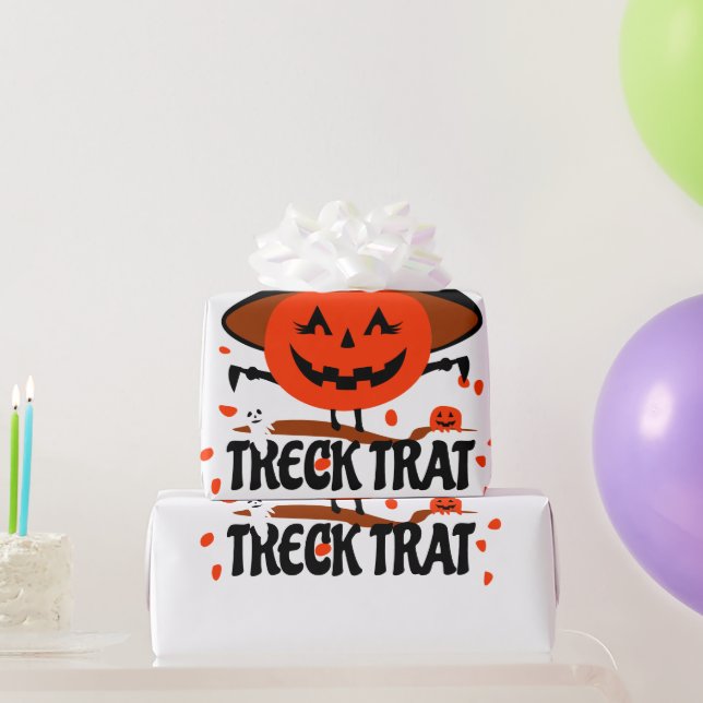 Papel De Regalo Treck Trat Pumpkin Sonriente (Regalos de fiesta)