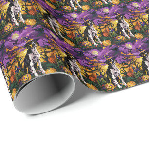 Papel De Regalo Treeing Walker Coonhound Halloween Bruja Calabaza
