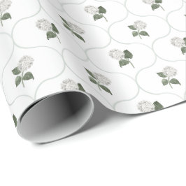 Papel De Regalo Trellis Floral de Jardín de Hortensias Verdes Suav