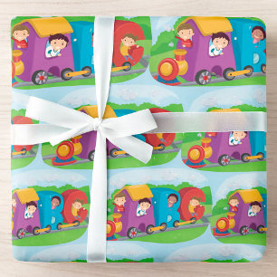 Papel De Regalo Tren alfabeto ABC con niños divertido educativo