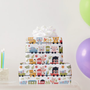 Papel De Regalo Tren de animales bebé