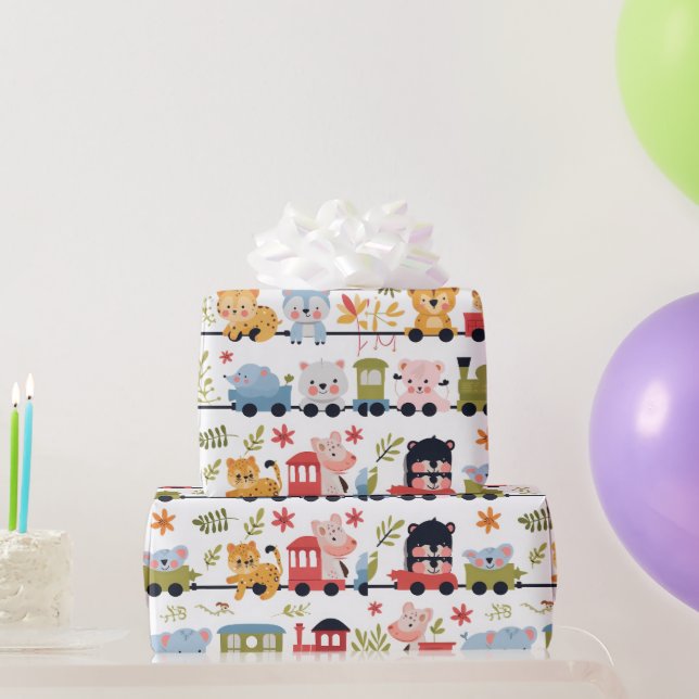 Papel De Regalo Tren de animales bebé (Regalos de fiesta)