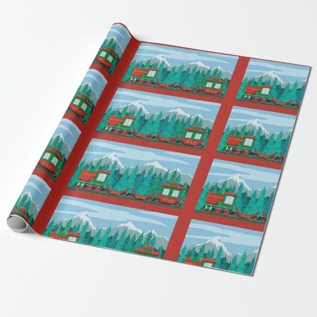 Papel De Regalo Tren de Navidad (Desenrollado)