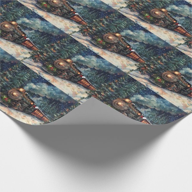 Papel De Regalo Tren ferroviario de navidades con Santa Thumbup (Esquina)