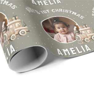 Papel De Regalo Tren Navideño Neutral Para Principiantes Juego De