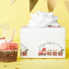 Papel De Regalo Tren Todo Abordo Acuarela Fiesta Exprés de Santa