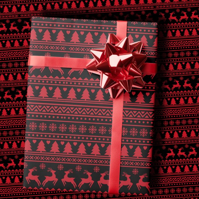 Papel De Regalo Trendy Black and Red Nordic Ugly Sweater Christmas (Subido por el creador)
