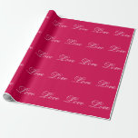 Papel De Regalo Trendy Carmine Background Love Boda<br><div class="desc">Puede cambiar fácilmente las fuentes y los colores. También puede agregar su logotipo y la imagen de fondo como desee.</div>
