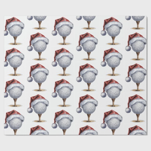 Papel De Regalo Trendy Christmas Golf Ball Tee With Santa Hat     (Superficie plana)