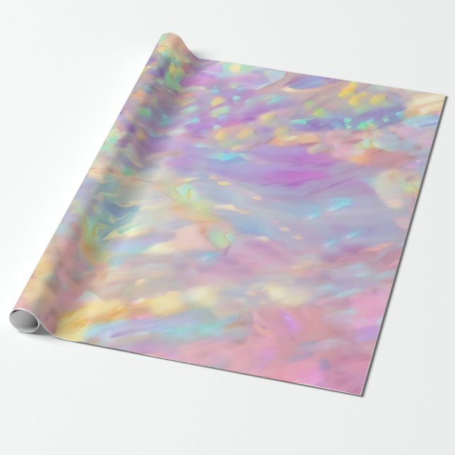 Papel De Regalo Trendy colorful faux holographic opal (Desenrollado)