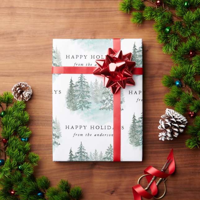 Papel De Regalo Trendy Greenery Elegant Winter Holiday Party (Regalo de vacaciones)