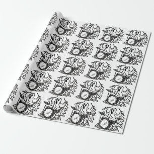 Papel De Regalo Trendy Halloween Spooky fantasma toca tambores