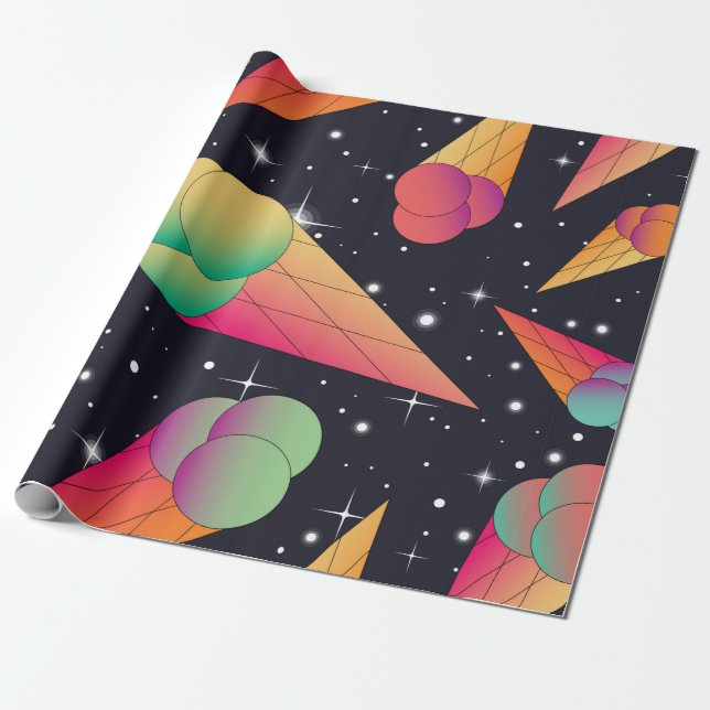 Papel De Regalo Trendy ice cream seamless pattern. Ice cream cones (Desenrollado)