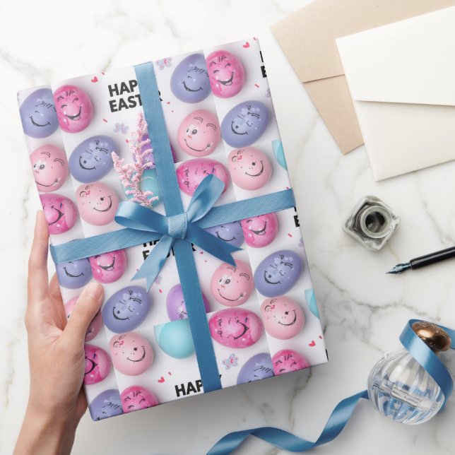 Papel De Regalo Trendy Purple and Pink Easter Eggs wrapping paper  (Regalar)