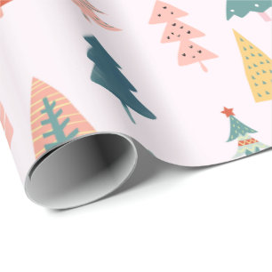 Papel De Regalo Trendy y moderna trama de árbol de Navidad en ros
